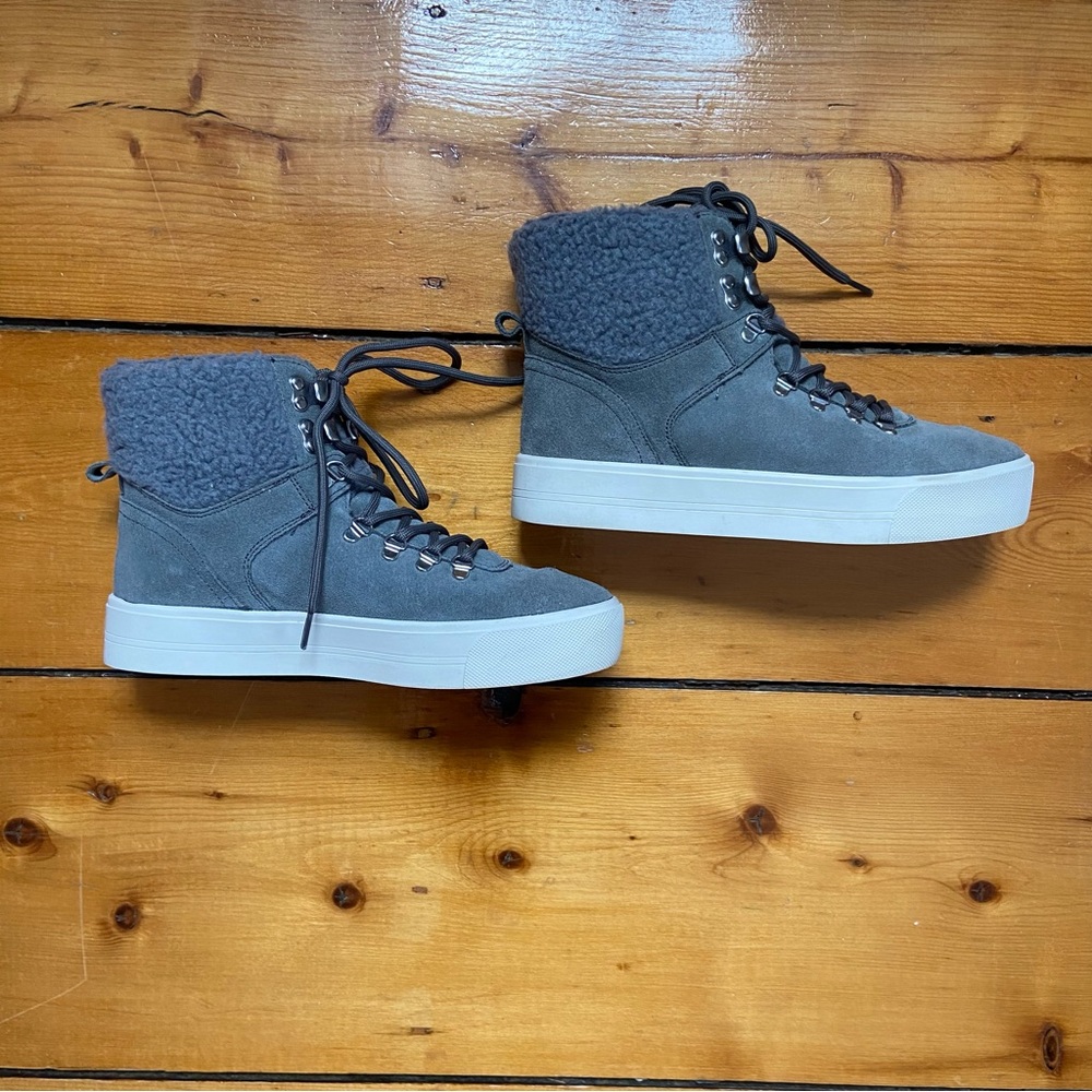 Marc Fisher Daire Women's Hybrid Booties High Top Sneakers Gray Suede Si…